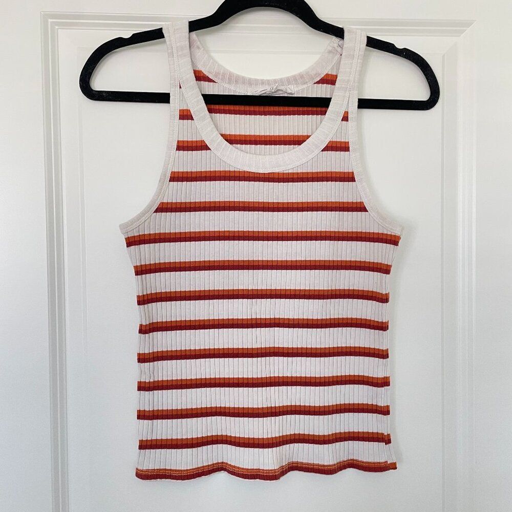 90's Hippie Rose Ribbed Striped Tank Top – Size Large